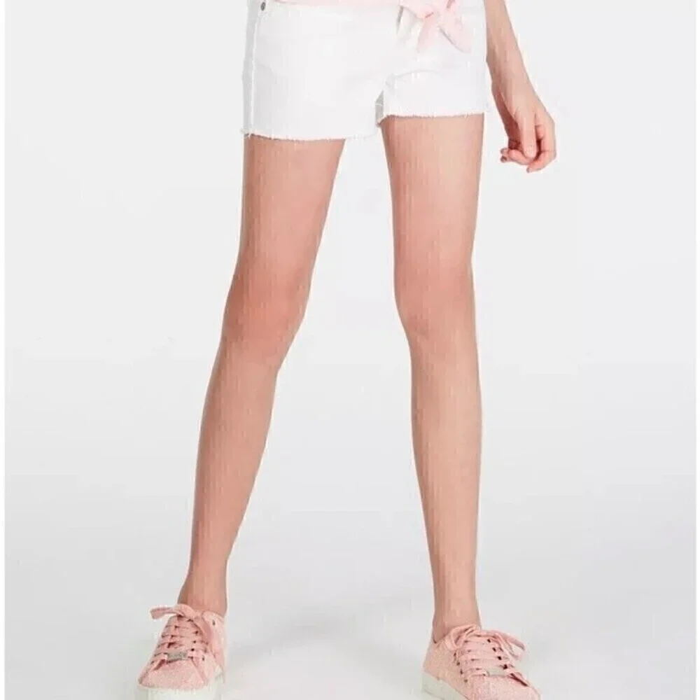 Epic Threads Big Girl's Frayed Hem Denim Shorts White Size 7